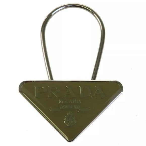 PRADA silver plated & enamel KEY FOB / bag charm